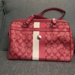 Coach pink/white bowler purse GREAT CONDITION